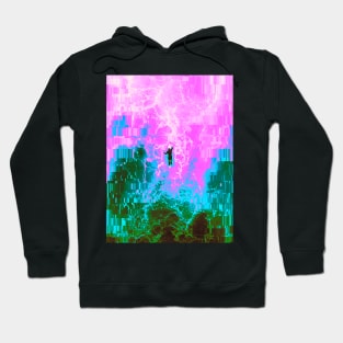 Surfer in the Ocean Glitch Art Hoodie